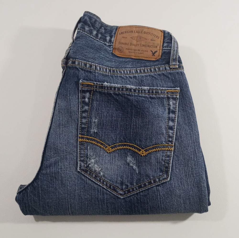 American Eagle Distressed Original Boot Cut Jeans